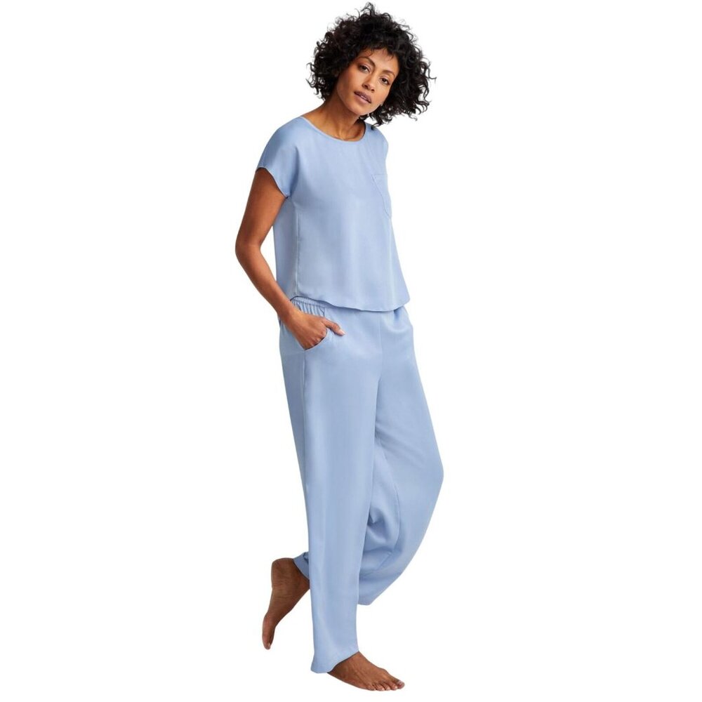 NWT State Of Day 2-Pc. Silk Touch Short Sleeve Pajama Set Eventide Blue XL